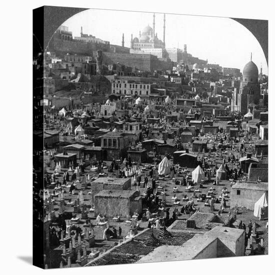 Citadel and Mohammed Ali Mosque Beyond Bab-El-Wezir Cemetery, Cairo, Egypt, 1905-Underwood & Underwood-Stretched Canvas