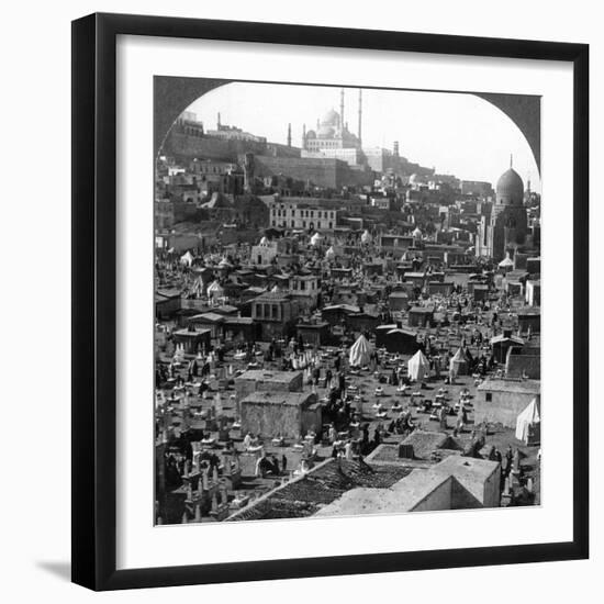 Citadel and Mohammed Ali Mosque Beyond Bab-El-Wezir Cemetery, Cairo, Egypt, 1905-Underwood & Underwood-Framed Photographic Print