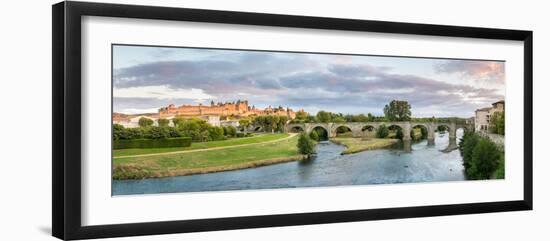 Cite De Carcassonne castle seen from Pont Neuf, Carcassonne, Aude, Languedoc-Rousillon, France-null-Framed Photographic Print