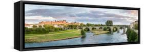 Cite De Carcassonne castle seen from Pont Neuf, Carcassonne, Aude, Languedoc-Rousillon, France-null-Framed Stretched Canvas