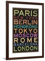 Cities of the World Colorful Retro Metro Travel-null-Framed Poster