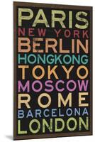 Cities of the World Colorful Retro Metro Travel-null-Mounted Poster