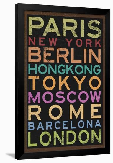 Cities of the World Colorful Retro Metro Travel-null-Framed Poster