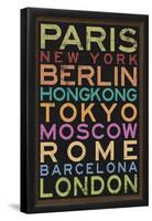 Cities of the World Colorful Retro Metro Travel-null-Framed Poster