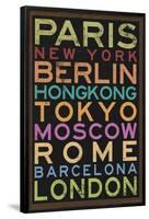 Cities of the World Colorful RetroMetro Travel Poster-null-Framed Poster