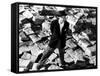 Citizen Kane, Orson Welles, 1941, Astride Stacks Of Newspaper-null-Framed Stretched Canvas