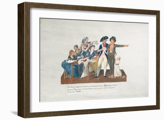 Citizens Contributing their Assignats to Equip a Young Man for War (Gouache on Card)-Lesueur Brothers-Framed Giclee Print