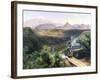 Citlaltepetl Volcanol with Steam Train in Foreground, 1878-Jose Maria Velasco-Framed Giclee Print