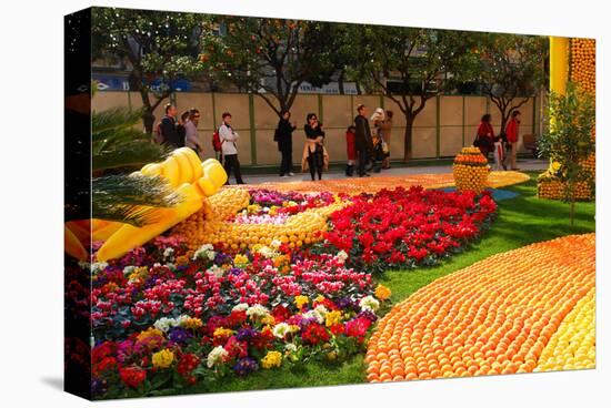 Citrus sculptures at Jardins Bioves in front of the Palais de l'Europe in Menton-null-Stretched Canvas