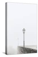 Citta di San Marino, Europe, street lamps in the fog,-Bernd Wittelsbach-Stretched Canvas