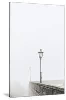 Citta di San Marino, Europe, street lamps in the fog,-Bernd Wittelsbach-Stretched Canvas