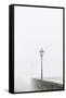 Citta di San Marino, Europe, street lamps in the fog,-Bernd Wittelsbach-Framed Stretched Canvas