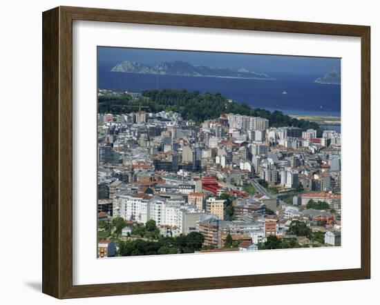 City and the Ria De Vigo, Islas Cies in the Distance, Vigo, Galicia, Spain, Europe-Maxwell Duncan-Framed Photographic Print