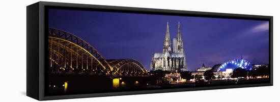 City at Dusk, Musical Dome, Cologne Cathedral, Hohenzollern Bridge, Rhine River, Cologne, North ...-null-Framed Stretched Canvas