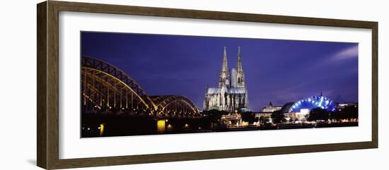 City at Dusk, Musical Dome, Cologne Cathedral, Hohenzollern Bridge, Rhine River, Cologne, North ...-null-Framed Photographic Print