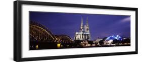 City at Dusk, Musical Dome, Cologne Cathedral, Hohenzollern Bridge, Rhine River, Cologne, North ...-null-Framed Photographic Print