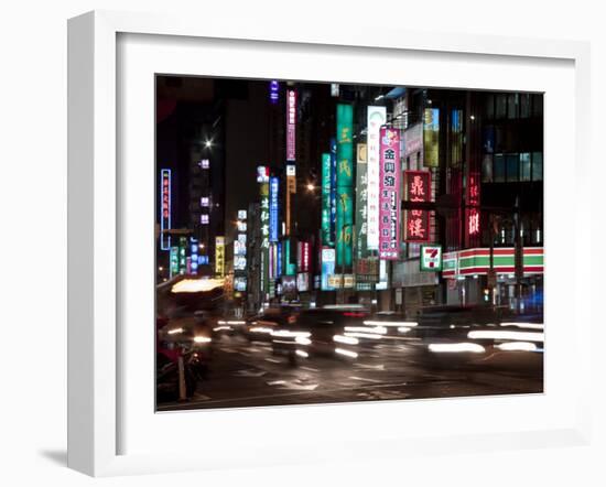 City at Night, Taipei, Taiwan, Asia-Charles Bowman-Framed Photographic Print