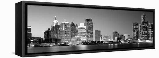 City at the Waterfront, Lake Erie, Detroit, Wayne County, Michigan, USA-null-Framed Stretched Canvas