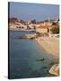 City Beach and Old Town, Dubrovnik, Croatia, Europe-Martin Child-Stretched Canvas