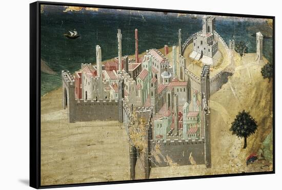 City by Sea, by Ambrogio Lorenzetti (1290-Ca 1348) Tempera and Gold on Wood, 22.5X33.5 Cm-null-Framed Stretched Canvas
