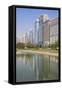 City Center Buildings Reflecting in Corniche Lake, Abu Dhabi, United Arab Emirates, Middle East-Jane Sweeney-Framed Stretched Canvas