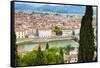 City Center of Florence, River Arno, Firenze, UNESCO, Tuscany, Italy-Nico Tondini-Framed Stretched Canvas