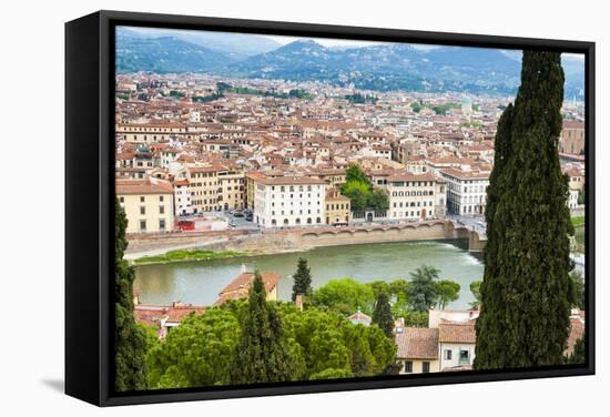 City Center of Florence, River Arno, Firenze, UNESCO, Tuscany, Italy-Nico Tondini-Framed Stretched Canvas