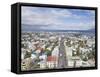 City Centre and Faxafloi Bay from Hallgrimskirkja, Reykjavik, Iceland, Polar Regions-Neale Clarke-Framed Stretched Canvas