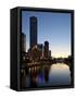 City Centre and Yarra River at Dusk, Melbourne, Victoria, Australia, Pacific-Nick Servian-Framed Stretched Canvas