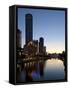 City Centre and Yarra River at Dusk, Melbourne, Victoria, Australia, Pacific-Nick Servian-Framed Stretched Canvas