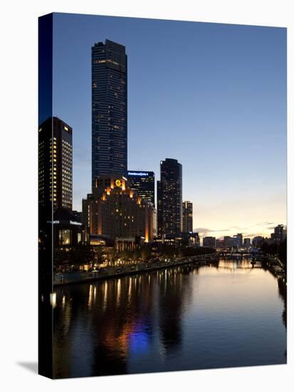 City Centre and Yarra River at Dusk, Melbourne, Victoria, Australia, Pacific-Nick Servian-Stretched Canvas