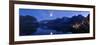 City Centre at the Hallstatter Lake in Front of the Dachsteingebirge with Full Moon, Austria-Volker Preusser-Framed Photographic Print