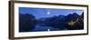City Centre at the Hallstatter Lake in Front of the Dachsteingebirge with Full Moon, Austria-Volker Preusser-Framed Photographic Print