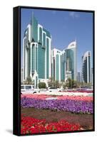 City Centre Buildings and Corniche Traffic, Doha, Qatar, Middle East-Frank Fell-Framed Stretched Canvas