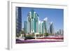 City Centre Buildings and Corniche Traffic, Doha, Qatar, Middle East-Frank Fell-Framed Photographic Print