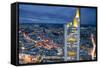 City Centre from Above at Dusk, Frankfurt, Hessen, Germany, Europe-Gavin Hellier-Framed Stretched Canvas