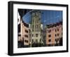 City Council Buildings in Civic Square Reflecting in Glass Wall of Public Library-Nick Servian-Framed Photographic Print