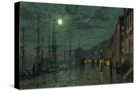 City Docks by Moonlight-John Atkinson Grimshaw-Stretched Canvas