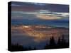 City from Grouse Mountain at Sunset, North Vancouver, Vancouver, Canada-Lawrence Worcester-Stretched Canvas