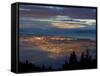 City from Grouse Mountain at Sunset, North Vancouver, Vancouver, Canada-Lawrence Worcester-Framed Stretched Canvas