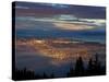 City from Grouse Mountain at Sunset, North Vancouver, Vancouver, Canada-Lawrence Worcester-Stretched Canvas