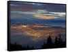 City from Grouse Mountain at Sunset, North Vancouver, Vancouver, Canada-Lawrence Worcester-Framed Stretched Canvas