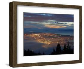 City from Grouse Mountain at Sunset, North Vancouver, Vancouver, Canada-Lawrence Worcester-Framed Photographic Print