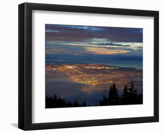 City from Grouse Mountain at Sunset, North Vancouver, Vancouver, Canada-Lawrence Worcester-Framed Photographic Print