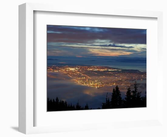 City from Grouse Mountain at Sunset, North Vancouver, Vancouver, Canada-Lawrence Worcester-Framed Photographic Print