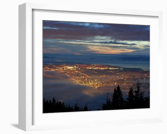 City from Grouse Mountain at Sunset, North Vancouver, Vancouver, Canada-Lawrence Worcester-Framed Photographic Print