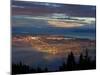City from Grouse Mountain at Sunset, North Vancouver, Vancouver, Canada-Lawrence Worcester-Mounted Photographic Print
