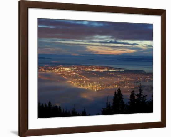 City from Grouse Mountain at Sunset, North Vancouver, Vancouver, Canada-Lawrence Worcester-Framed Photographic Print