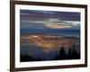 City from Grouse Mountain at Sunset, North Vancouver, Vancouver, Canada-Lawrence Worcester-Framed Photographic Print