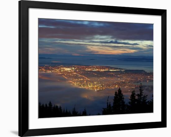 City from Grouse Mountain at Sunset, North Vancouver, Vancouver, Canada-Lawrence Worcester-Framed Photographic Print